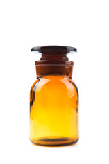 Vintage pharmacy bottle on white background.