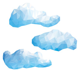 Set of vector clouds in the style of a triangular low poly/Set of clouds in of triangular low poly style isolated on a white background in the EPS 8