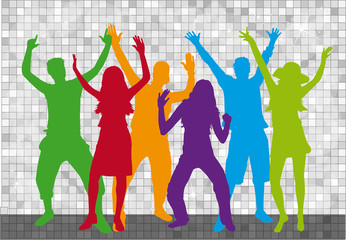 Dancing people silhouettes