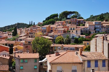 Bormes-les-Mimosas, a medieval Provencal village on the French Riviera in the Var departement of France near Toulon