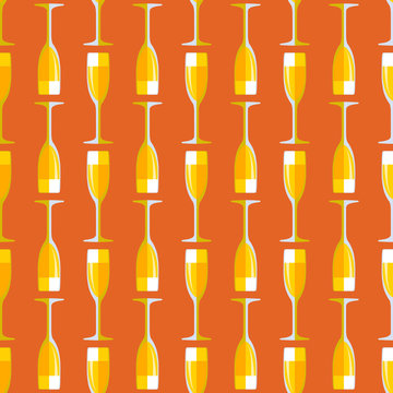 colored champagne glass seamless pattern.