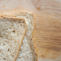 bread slice on wood background