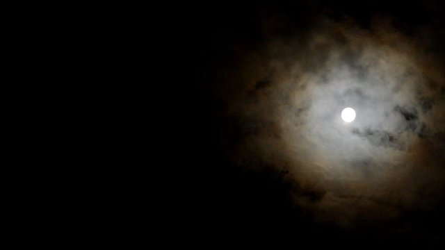 Full moon dramatic clouds moving fast in the night