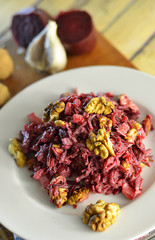 dietary beet salad with walnuts
