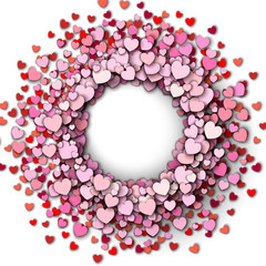 Red hearts round frame