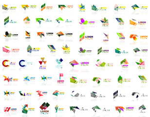 Naklejka premium Paper style geometric shapes with glass effects. Corporate abstract logo design icon concepts