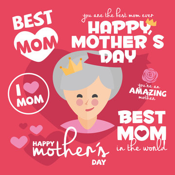 Happy Mothers Day Badges and Labels card. 