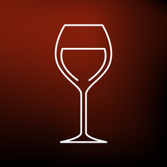Wine glass icon. Wine tasting sign. Alchohol symbol. Thin line icon on red background. Vector illustration.