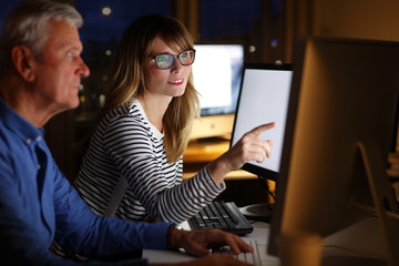 Business people working late night