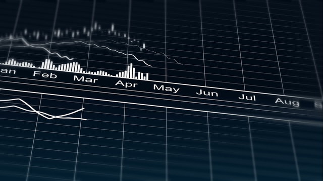 Computer generated line graph on company marketing strategy results per year