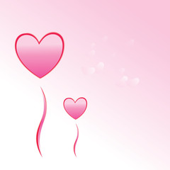 Sakura and heart balloons in Valentine's day