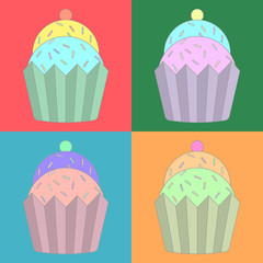 Collection of colorful cupcake icons, vector eps10