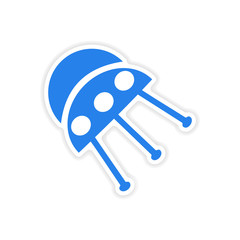 icon sticker realistic design on paper UFO