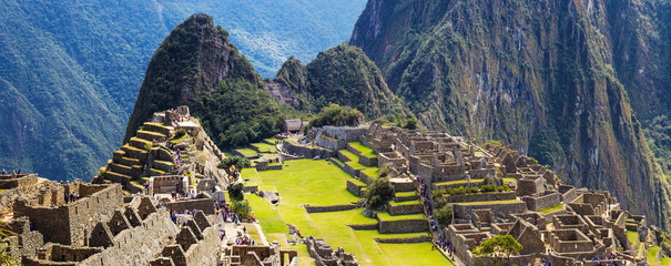 Panorama Machu Picchu Verloren stad van Inkas, nieuw wereldwonder