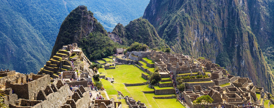 Panorama Machu Picchu Lost city of Inkas, new world wonder