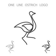 Ostrich. One Line Logo. Minimalism Style Logotype. Vector