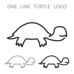 Turtle. One Line Logo. Minimalism Style Logotype. Vector