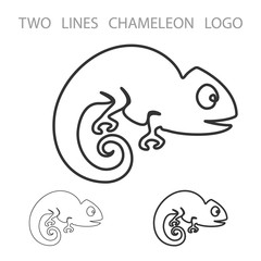 Chameleon. Two Lines Logo. Minimalism Style Logotype. Vector