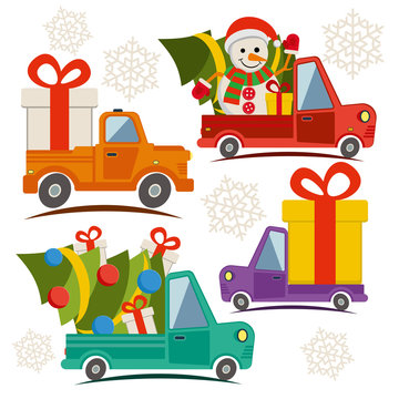 Christmas and New Year delivery vans