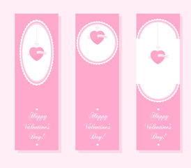 Banner for design posters or invitations on Valentine's Day with cutest symbol hearts and title. Vector illustration.