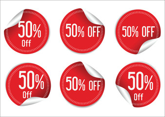 10 percent off red paper sale stickers