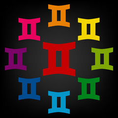 Zodiac sign Gemini. Vector zodiac signs set