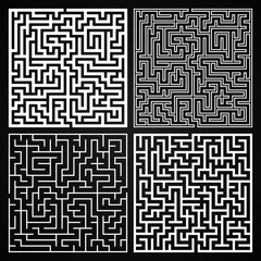 Vector Maze Set. Labyrinth with Entry and Exit.
