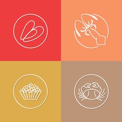 sea food linear icons set 02