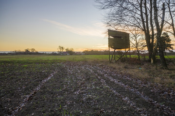 Hunting tower on the morning