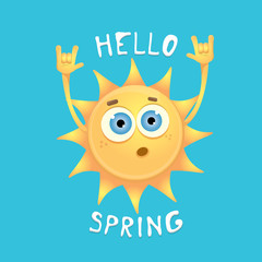 sun hand rock n roll icon vector . Spring 
