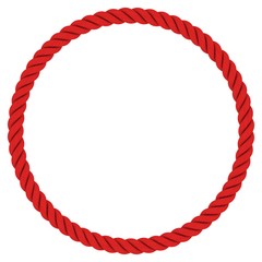 Red Rope Circle - Circular Red Rope Frame Isolated on White Background