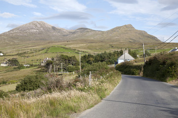 Fototapeta na wymiar Open Road at Lettergesh, Connemara National Park
