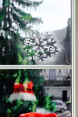 Fototapeta premium Christmas decoration of new pvc window