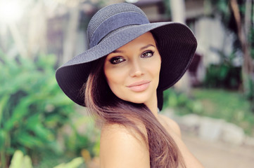 Glamour portrait of beautiful young woman model - close up