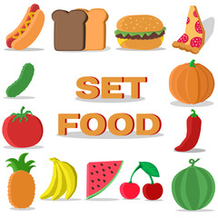 Set food and fruit