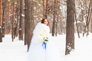 Fototapeta na wymiar Beautiful bride. Winter wedding.