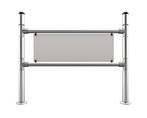 Obraz premium Barrier from chrome pipes with blank information jumper.3d.