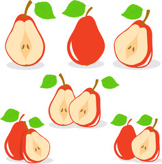 Red pears vector illustration on a transparent background