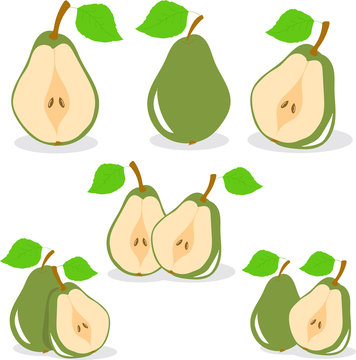 Green pears vector illustration on a transparent background