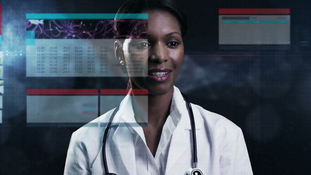 medical motion graphics touchscreen technology doctor laboratory health clinical