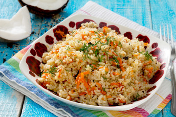 Ghajar pulau- coconut rice South Indian cuisine