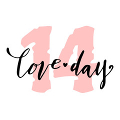 Fototapeta premium Love day lettering. Happy Valentines Day card vector design. 14 February. Creative illustration
