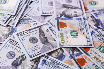 Many hundred dollars cash money as background