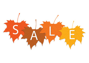 Leaf sale icons for autumn on white background