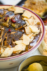 Chinese cuisine bread soaked in fish head soup