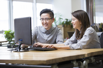 IT workers talking in office