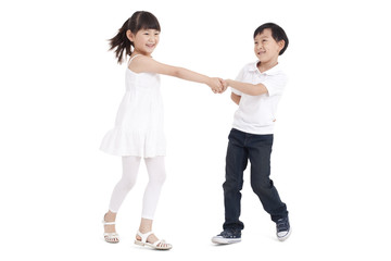 Fototapeta premium Cute little boy and girl