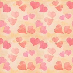Seamless Valentine's day watercolor hearts