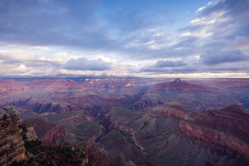 Scenic View Of Grand Canyon National Park at sunrise, Mater Point, Grand Canyon National Park, Arizona, USA.
