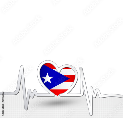 Download "Puerto Rico flag heart and heartbeat line" Stock image ...